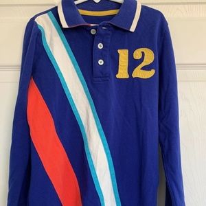 Mini Boden 6-7 Blue Long Sleeve Stripe Rugby Shirt